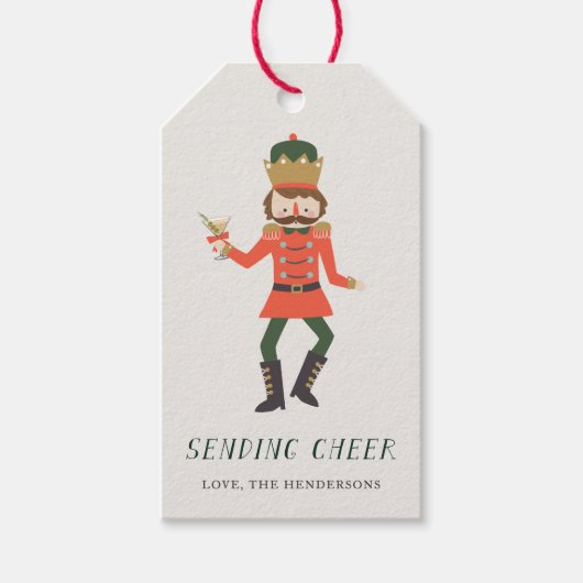Nutcracker Cocktail "Sending Cheer" Christmas Cadeaulabel (Voorkant)