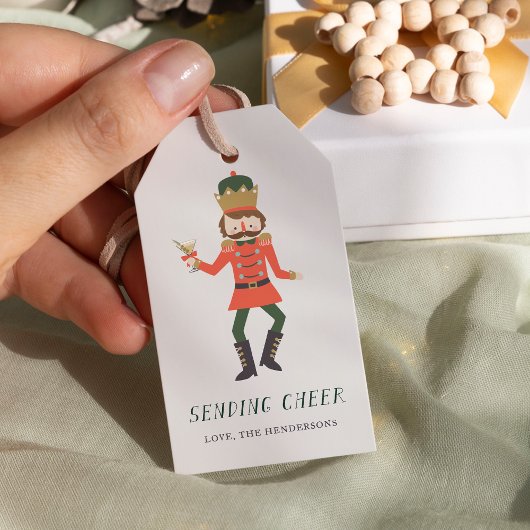 Nutcracker Cocktail "Vrolijke Feestdagen" Kerstmis Cadeaulabel