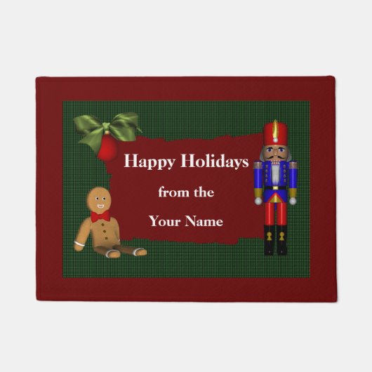 Nutcracker Cookie Kerstfeestdag - Gepersonaliseerd Deurmat (Voorkant)