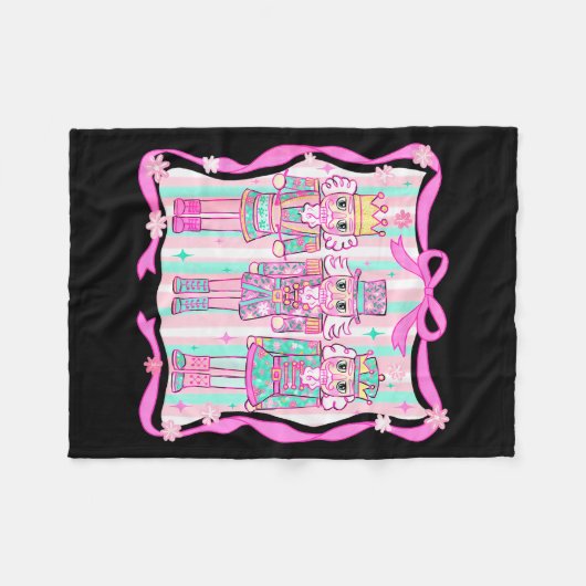 Nutcracker Coquette Nk Bow Xmas Holiday Merry Chri Fleece Deken (Voorkant (Horizontaal))
