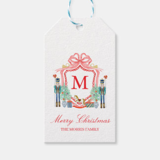 Nutcracker Crest Monogram Custom Holiday Gift Tag Cadeaulabel