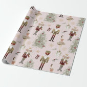 Nutcracker Cute Roze kerstpapier Cadeaupapier (Uitgerold)