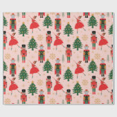 Nutcracker Cute Roze kerstpapier Cadeaupapier (Vlak)