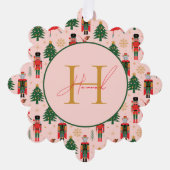 Nutcracker Cute Roze kerstpapier Ornament Kaart (Voorkant)
