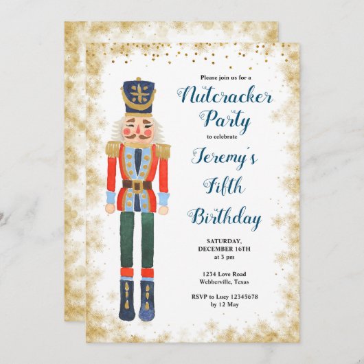 Nutcracker de la marine Anniversaire Invitation de (Devant / Derrière)