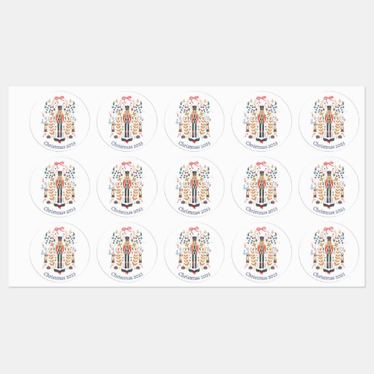 Nutcracker Design Stickers de Noël Étiquettes (Feuille)