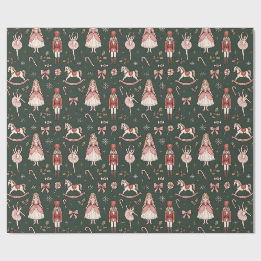 Nutcracker Elegant Ballet Christmas Cadeaupapier (Vlak)