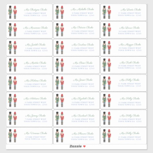 Nutcracker Famille Cartes de Noël Adresse Sticker (Feuille)