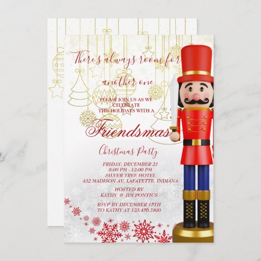 Nutcracker Friendsmas Christmas Party Invitation (Devant / Derrière)