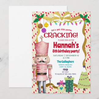 Nutcracker girl Christmas birthday invite. Kaart