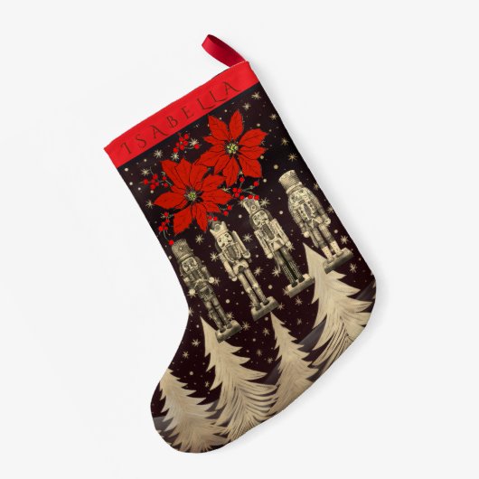 Nutcracker Golden Christmas Trees Poinsettia Kleine Kerstsok (Achterkant (Hangend))