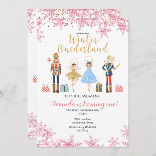 Nutcracker hiver Invitation d'anniversaire (Devant / Derrière)