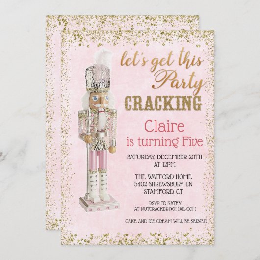 Nutcracker hiver Invitation d'anniversaire (Devant / Derrière)