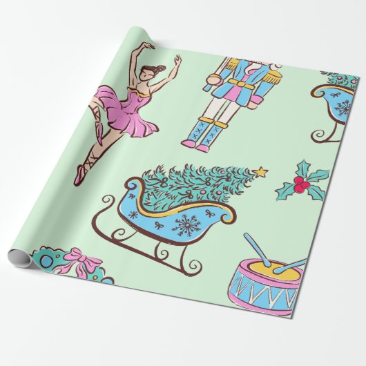 Nutcracker Holiday Ballet Cadeaupapier (Uitgerold)