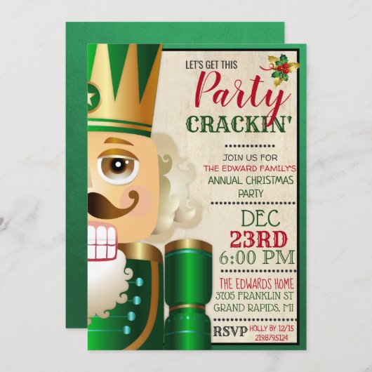 Nutcracker Holiday-kerstuitnodiging Kaart (Voorkant / Achterkant)