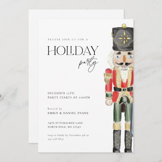 Nutcracker Holiday Party Invitation (Devant / Derrière)