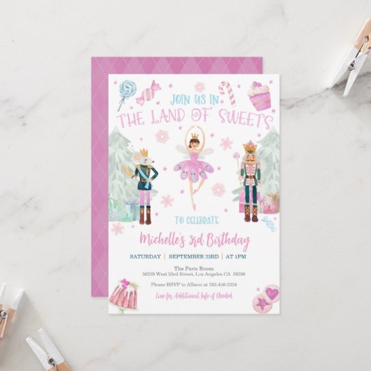 Nutcracker Invitation d'anniversaire - Pays des do (Devant/Arrière en situation)