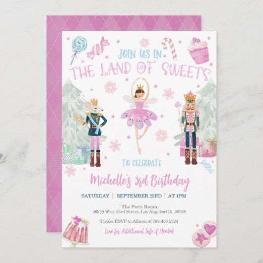 Nutcracker Invitation d'anniversaire - Pays des do (Devant / Derrière)