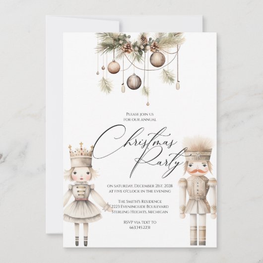 Nutcracker Invitation de vacances, Élégant Noël bl (Devant)