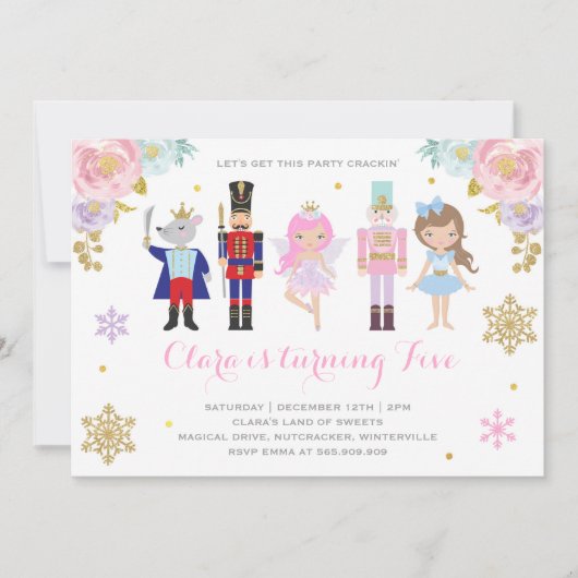 Nutcracker Invitation Plum de sucre Fée Invitation (Devant)