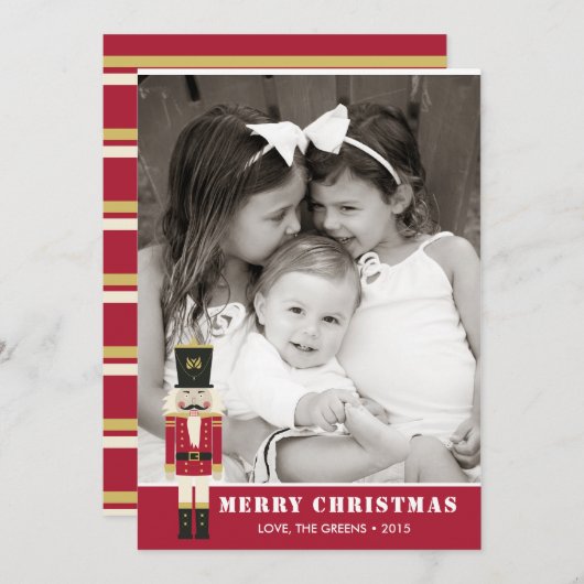 Nutcracker Joyeux Carte photo de Noël (Devant / Derrière)
