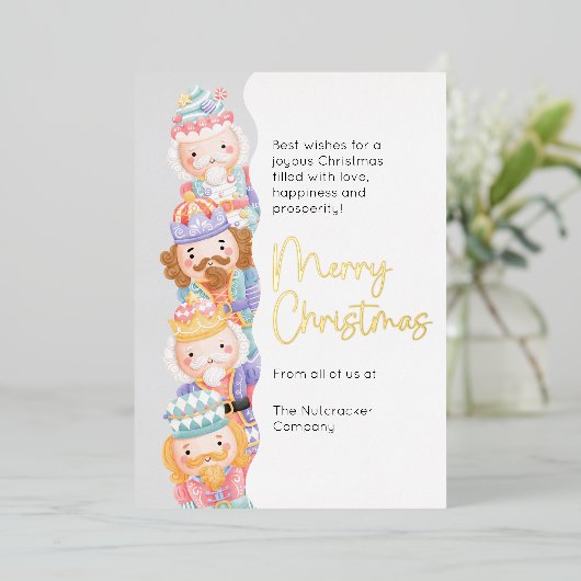 Nutcracker Joyeux Noël Foil Carte de vacances (Debout devant)