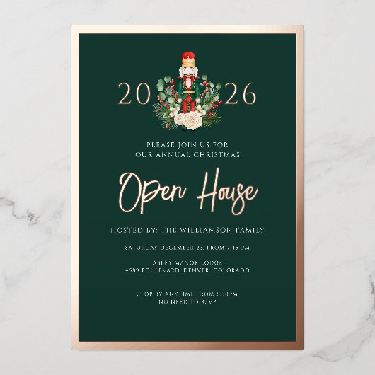 Nutcracker Kerst Open Huis Script Folie Uitnodiging (Voorkant)