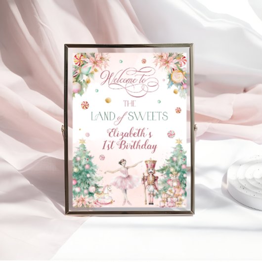Nutcracker Land Of Sweet Birthday Party Welcome Poster