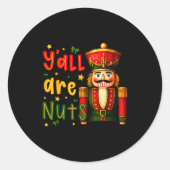 Nutcracker Merry Christmas Funny Xmas Pajamas Y'al Ronde Sticker (Voorkant)