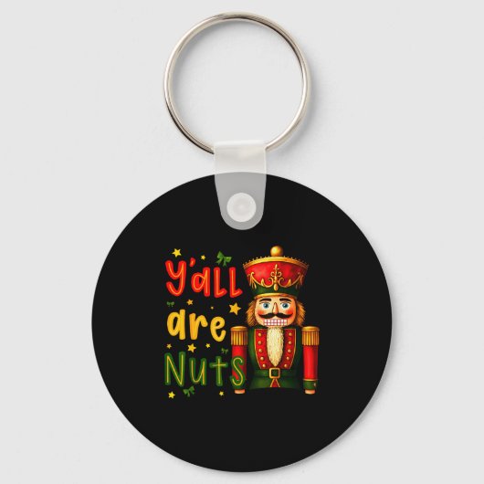 Nutcracker Merry Christmas Funny Xmas Pajamas Y'al Sleutelhanger (Voorkant)