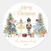 Nutcracker Merry Christmas Ronde Sticker (Voorkant)
