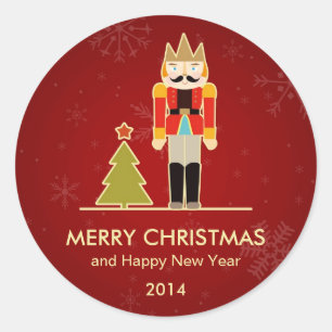 Nutcracker Merry Kerstmis en Happy Nieuwjaar 2014 Ronde Sticker