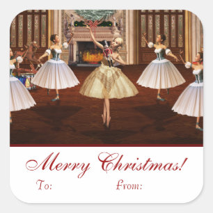 Nutcracker Merry Label Stickers met kerstcadeaus