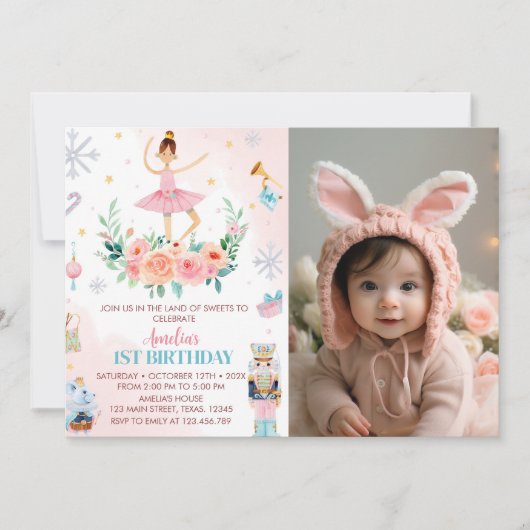 Nutcracker Noël Anniversaire Photo Invitation (Devant)