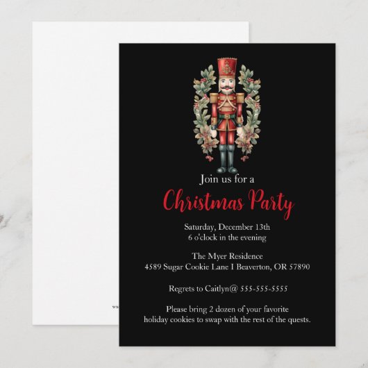 Nutcracker Noël Fête Invitation (Devant / Derrière)