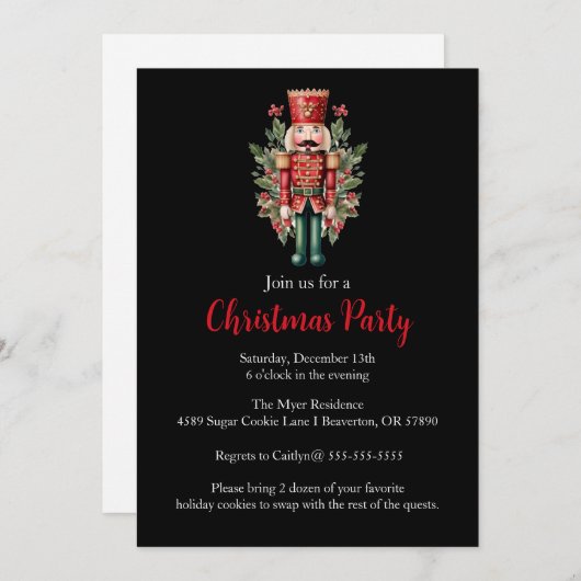 Nutcracker Noël Fête Invitation (Devant / Derrière)