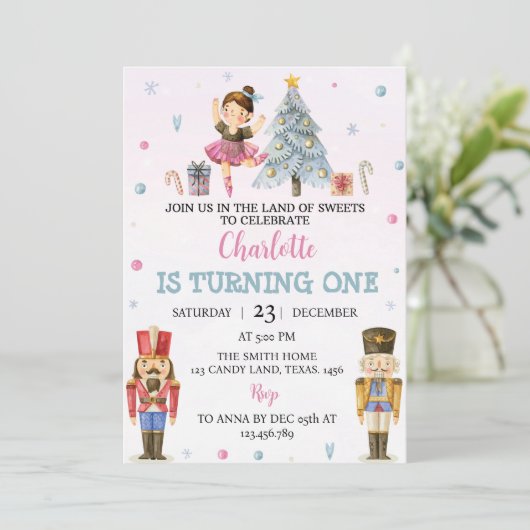 Nutcracker Noël Premier anniversaire Invitation (Debout devant)