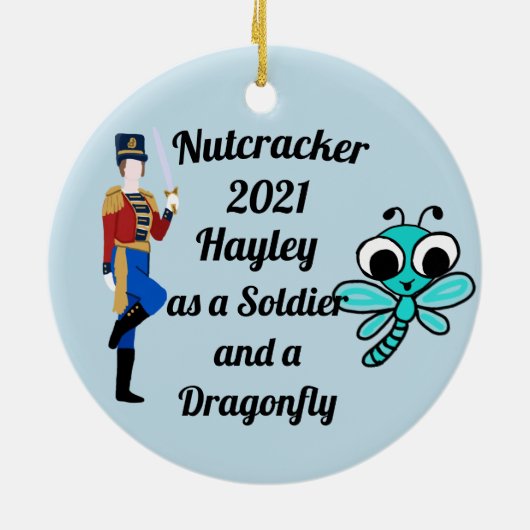 Nutcracker Ornament-Soldier en Dragonfly Keramisch Ornament (Achterkant)