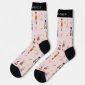 Nutcracker Pattern Roze kerstfeestdag Sokken (Links)