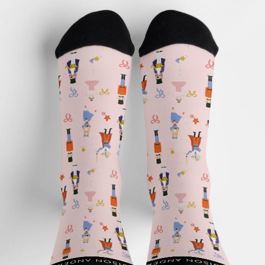 Nutcracker Pattern Roze kerstfeestdag Sokken (Top)