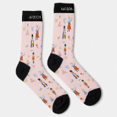 Nutcracker Pattern Roze kerstfeestdag Sokken (Rechts)