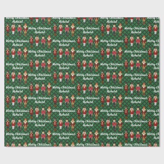 Nutcracker Persoonlijke naam Aangepaste kersttekst Cadeaupapier (Vlak)