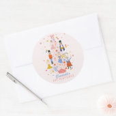 Nutcracker Pink kerstboom Birthday Ronde Sticker (Envelop)