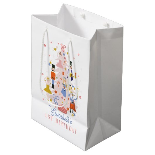 Nutcracker Pink kerstboom Vrijdag Medium Cadeauzakje (Voorkant Gekanteld)