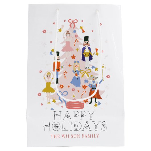Nutcracker Pink-kerstboomfeestdag Medium Cadeauzakje (Achterkant)