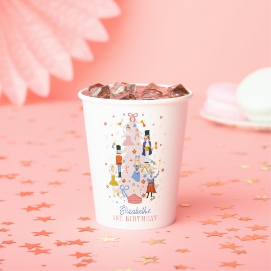 Nutcracker Pink kerstboomfeestdag Papieren Bekers (Insitu)