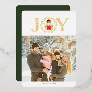 Nutcracker Prince Foto met Kerstmis Folie Feestdagenkaart