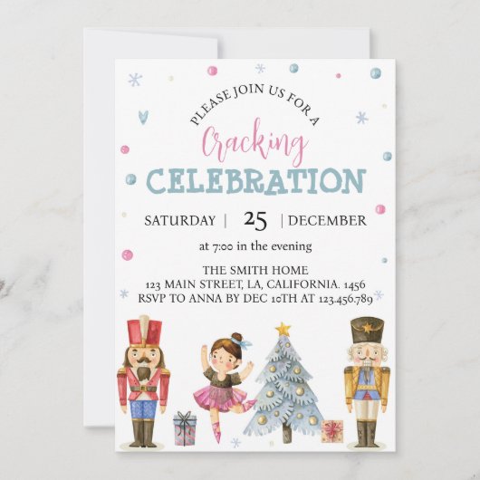 Nutcracker rose Anniversaire de fête Invitation (Devant)