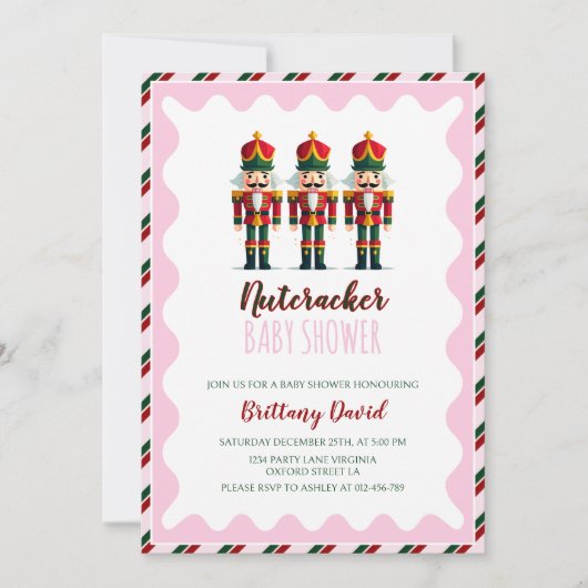 Nutcracker rose fille Baby shower Invitation (Devant)