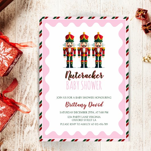 Nutcracker rose fille Baby shower Invitation